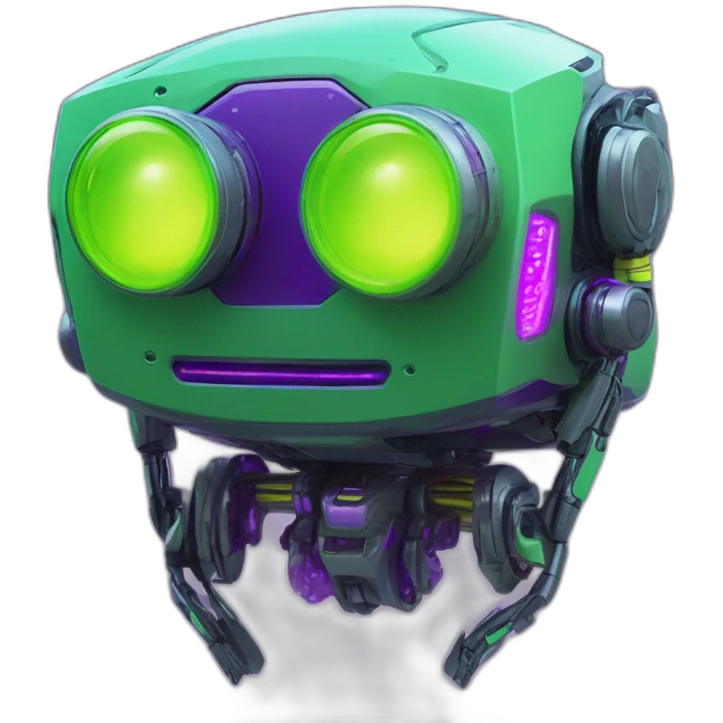 lemon-green-and-purple-neon-Robotic cyborg neo matrix emoji