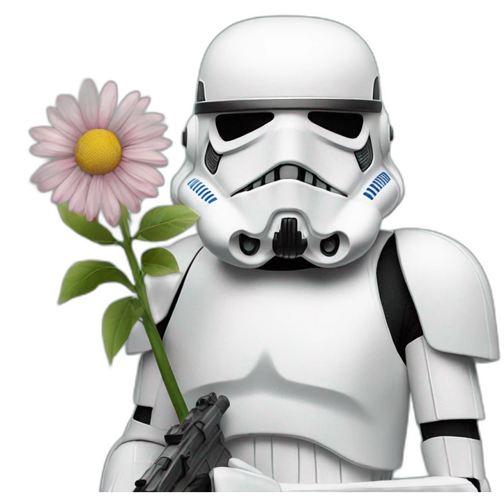 storm trooper with a flower emoji