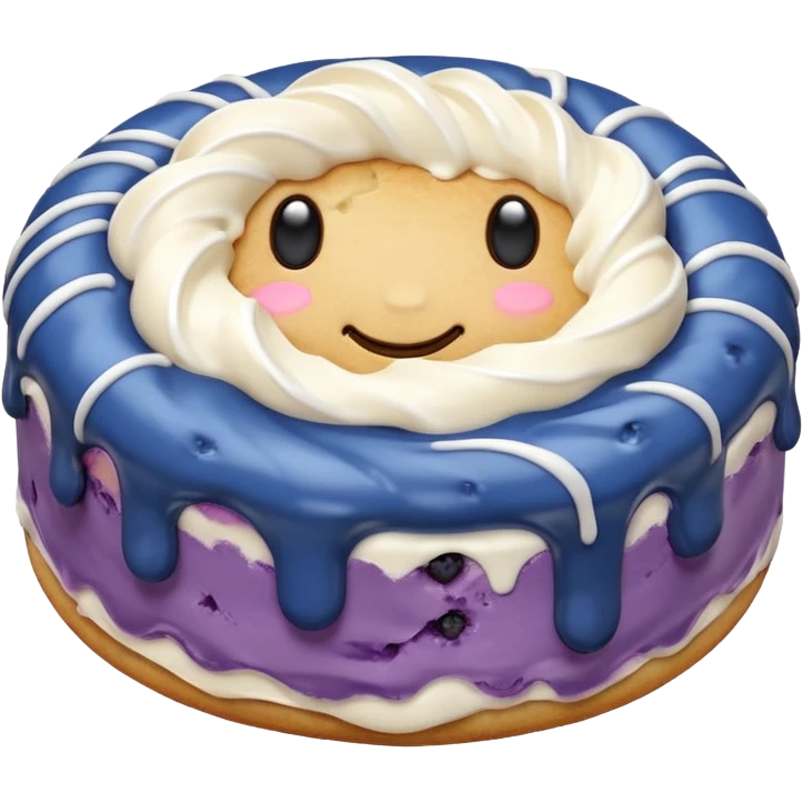 plain blueberry biscuit with single white icing swirl on top emoji
