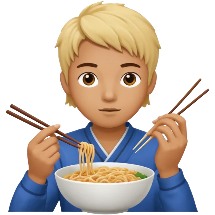 Create a person having noodles dinner. emoji