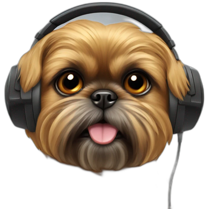 Brussels griffon dog in headphones emoji