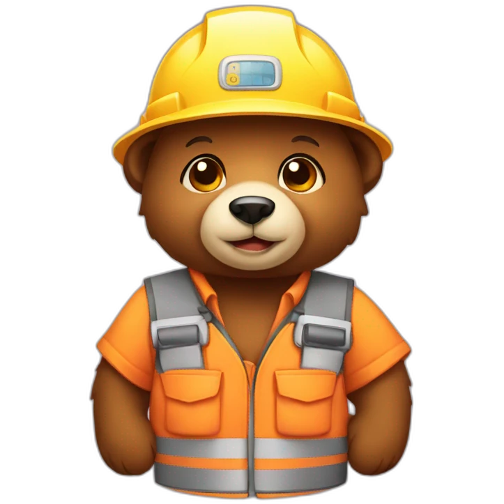 cute bear construction worker emoji