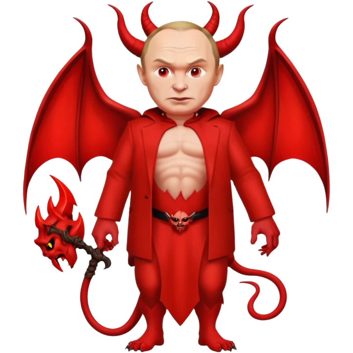 Putin as a devil, full body, detailed devil features emoji