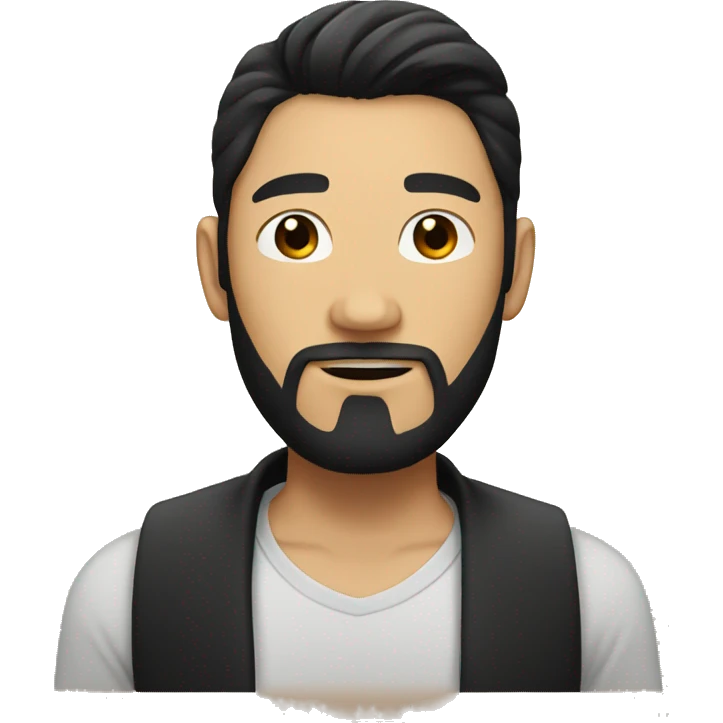 Asian Guy with long black hair and black beard emoji
