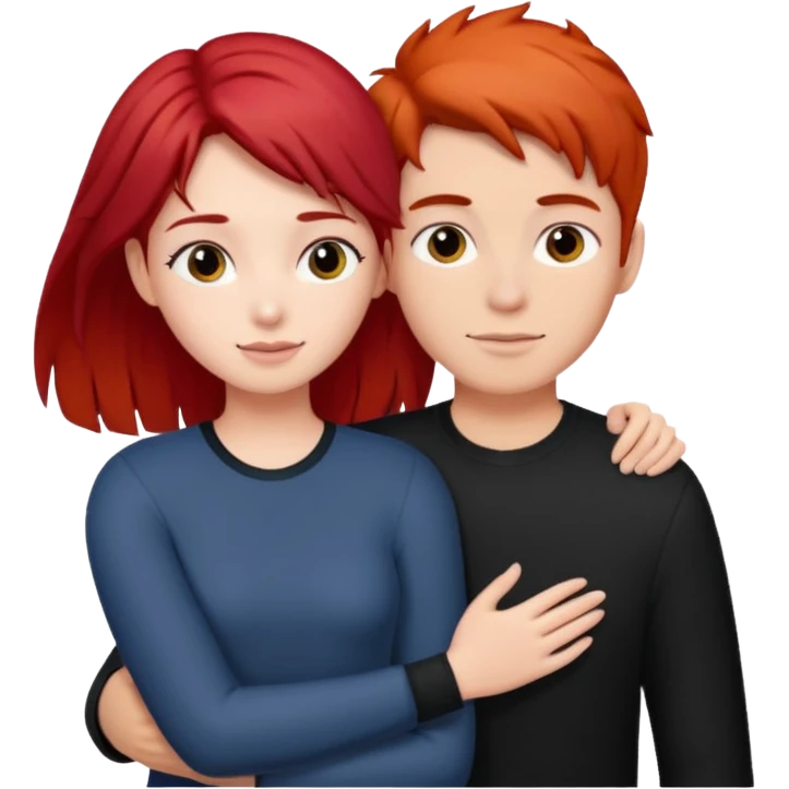Red haired girl with black hair boy romance emoji