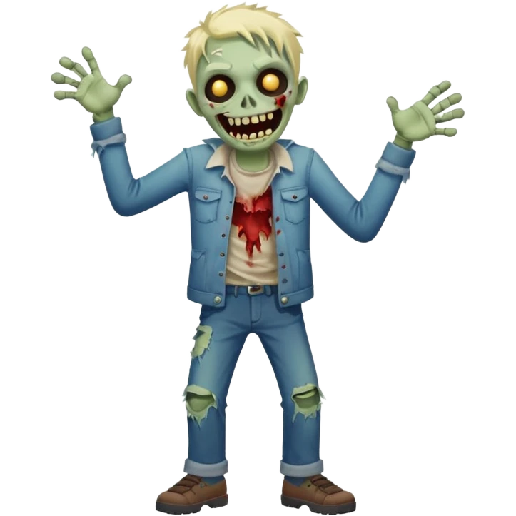 A cute, cheerful zombie is laughing at full length emoji