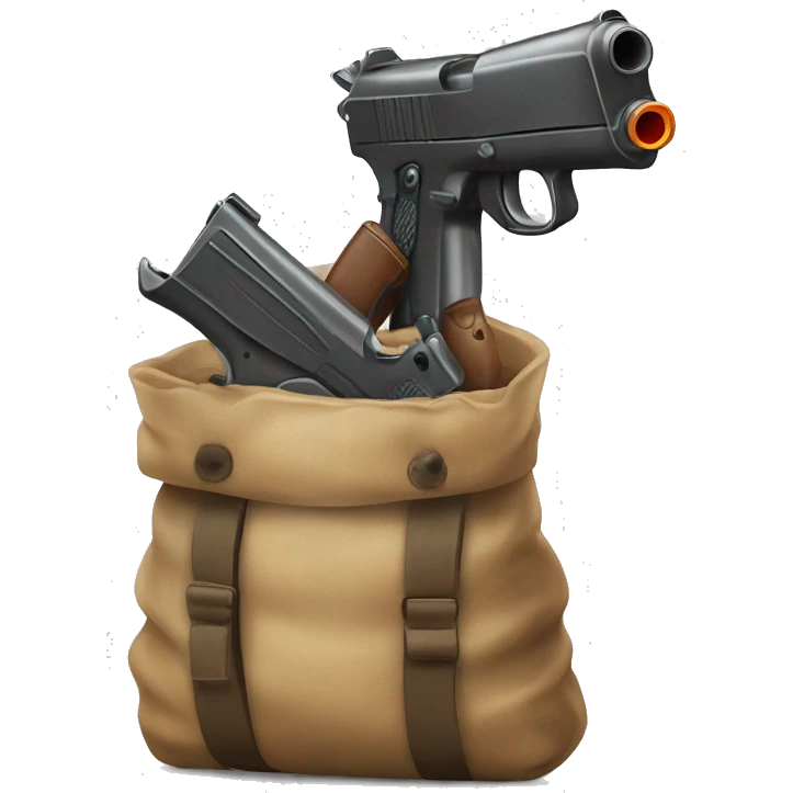 Pistolets a moitié dans un sac  emoji