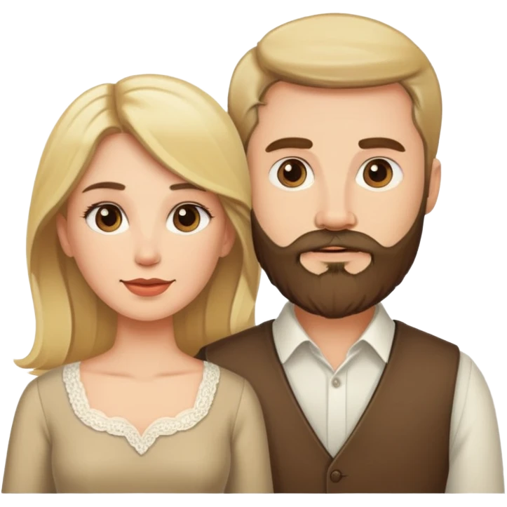 Blonde husband with beard and brunette wife emoji