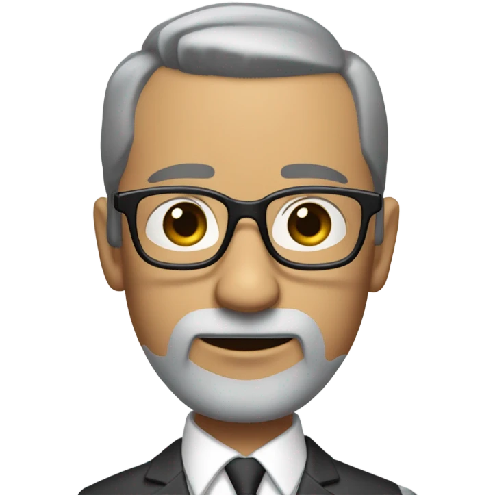 al roper with small round face and suit and glasses and buzz cut and small black eyes and small gray beard and small black eyes and wrinkled forehead emoji
