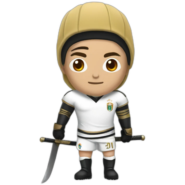 Ronaldo head with black beanies and saber emoji