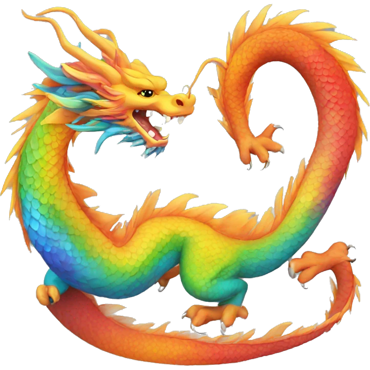 A rainbow Chinese dragon emoji