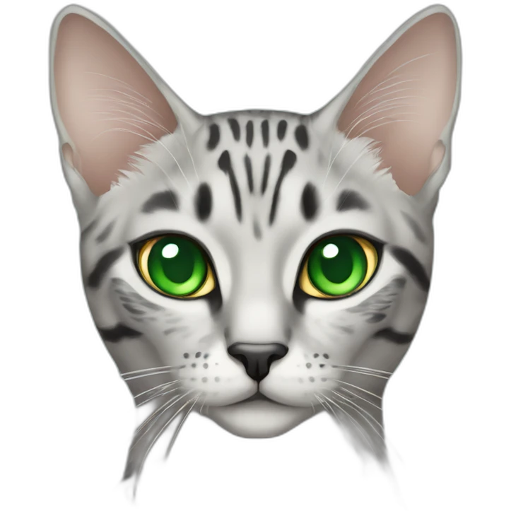 Egyptian Mau cat with green eyes emoji