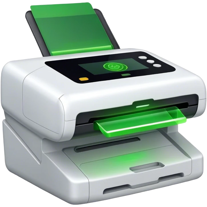 scanner for document, green laser, front view emoji