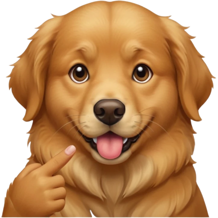 Dog that has a finger on mouth like a hand that indicates to shut up emoji
