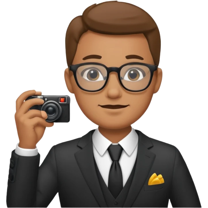 Hombre moreno con gafas haciendo fotos en una boda emoji