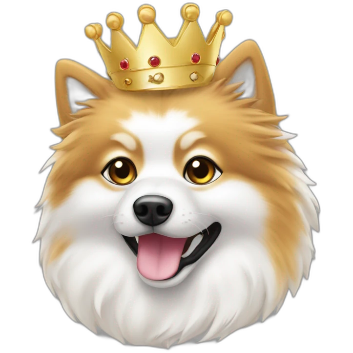 Spitz nain blanc avec couronne emoji