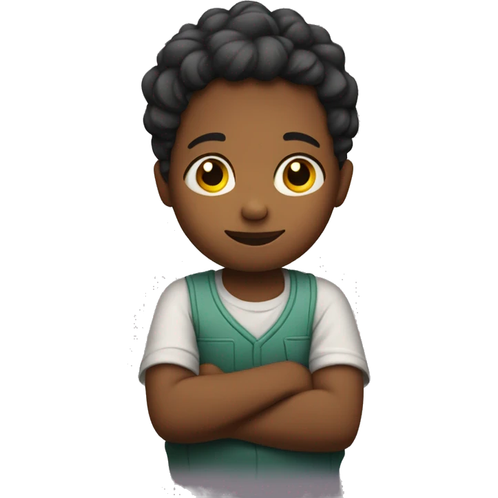 child sitting with arms folded emoji