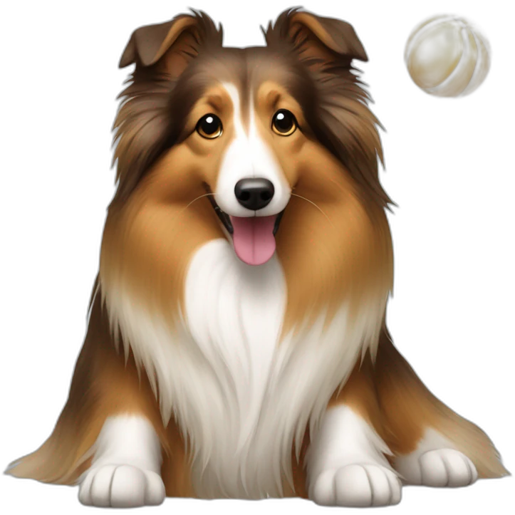 Sheltie with ball emoji