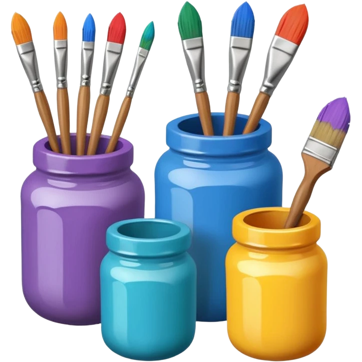paint jars with a brush next to them emoji