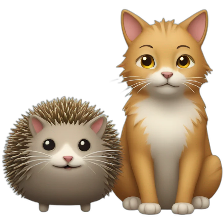 A cat and a hedgehog emoji