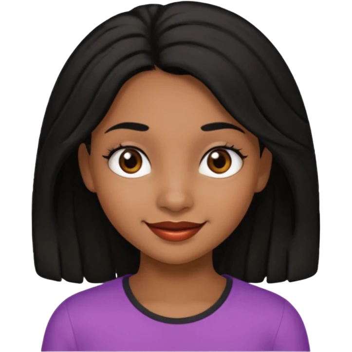 a girl that has black 4c hair textures and brownskin, It has brown eyes, a nose, lips, and it’s smiling. emoji