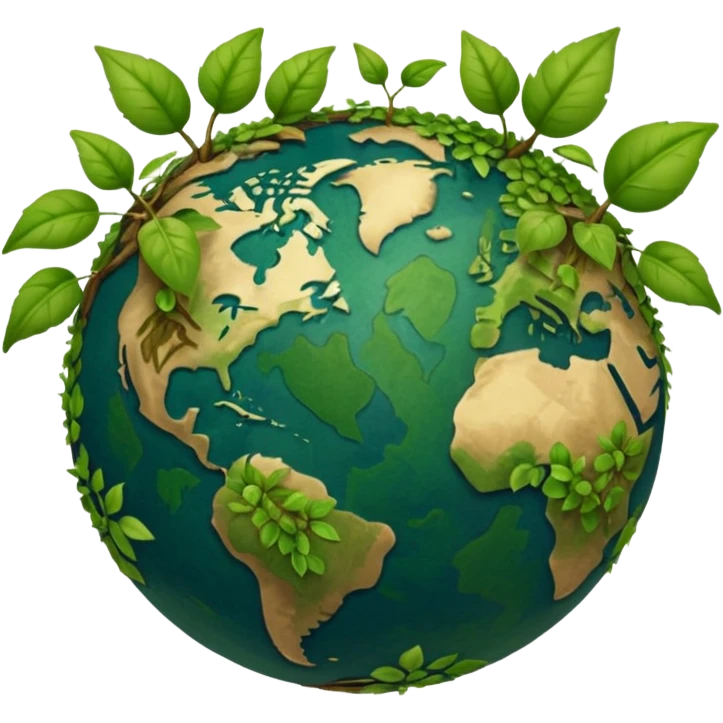 globe with plants sprouting all over it emoji