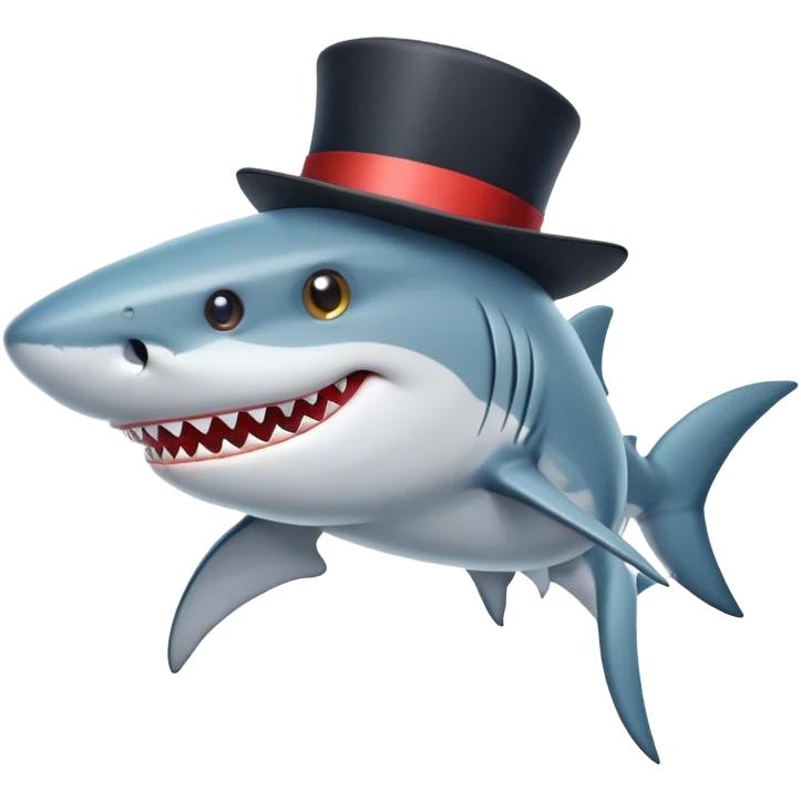 Shark with a top hat emoji