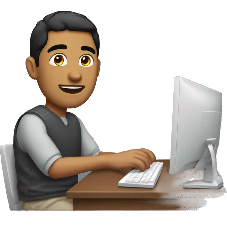 Hispanic guy playing on PC emoji