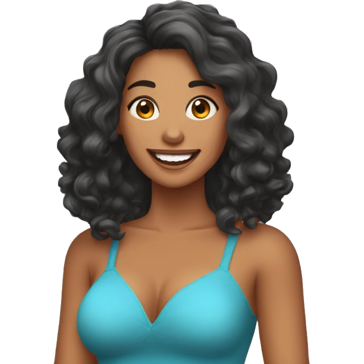 Mulher Feliz Amarrando Cabelo Cacheado emoji