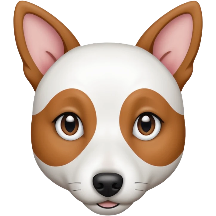 a fully white jack russell the size of a kelpie with a half white face emoji