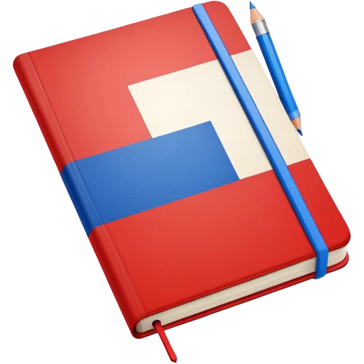 book with Russian flag colors, open notebook and pencil nearby emoji