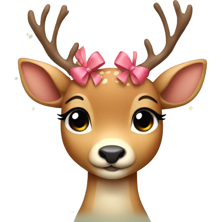 2 cute little deer with bows on their heads hugging emoji