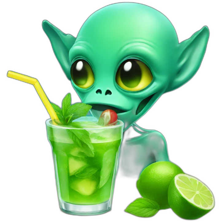 alien drinking mojito emoji