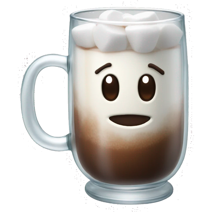 clear glass cocoa mug with marshmallow emoji