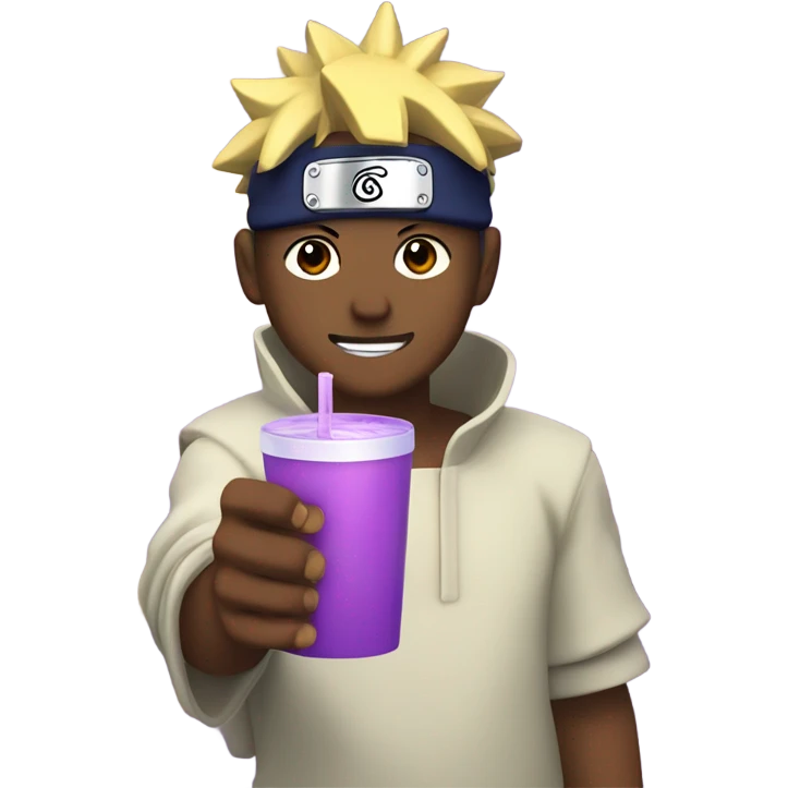 naruto drinking purple koolaid out of a styrofoam cup emoji