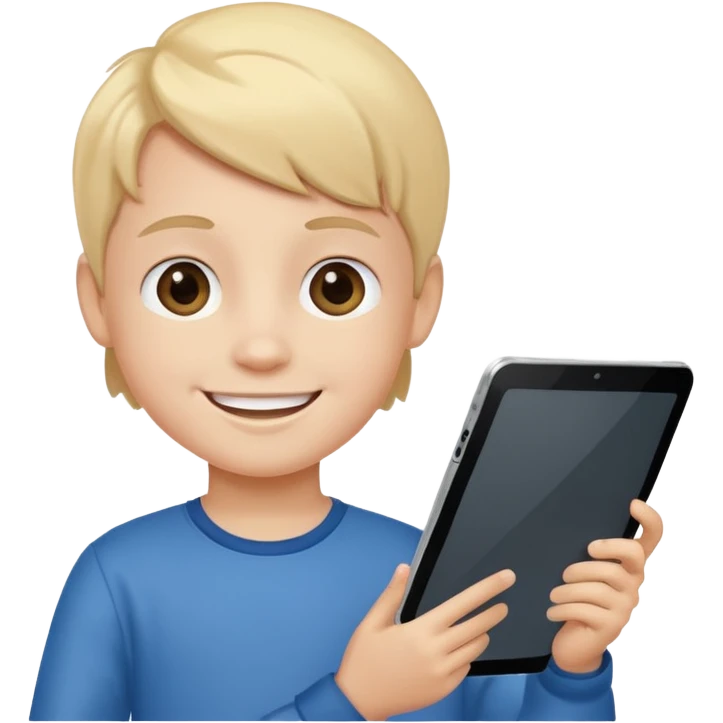a kid is holding a Tablet  emoji