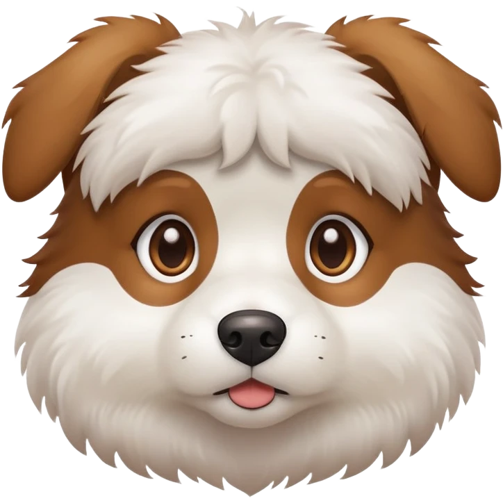 cute brown and white dog with a thinking face emoji