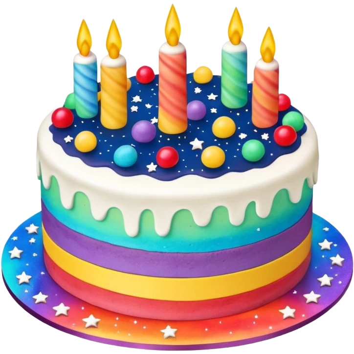Rainbow galaxy starry cake emoji