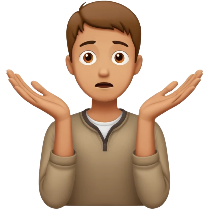 anxious man with hands outstretched in begging position with worried fearful expression emoji