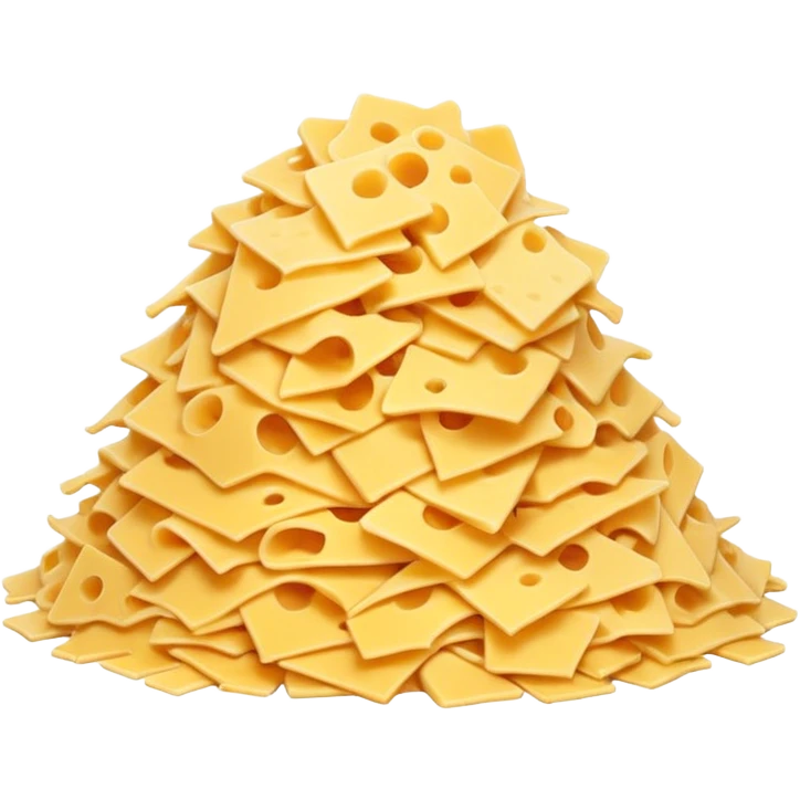 shredded cheese, pile or scatter, thin irregular shreds, pale yellow to golden, curly soft texture, fresh, not dry or clumped, no packaging, bowl, dish, or faces, clean 3D, soft shadows, transparent background, emoji scale emoji
