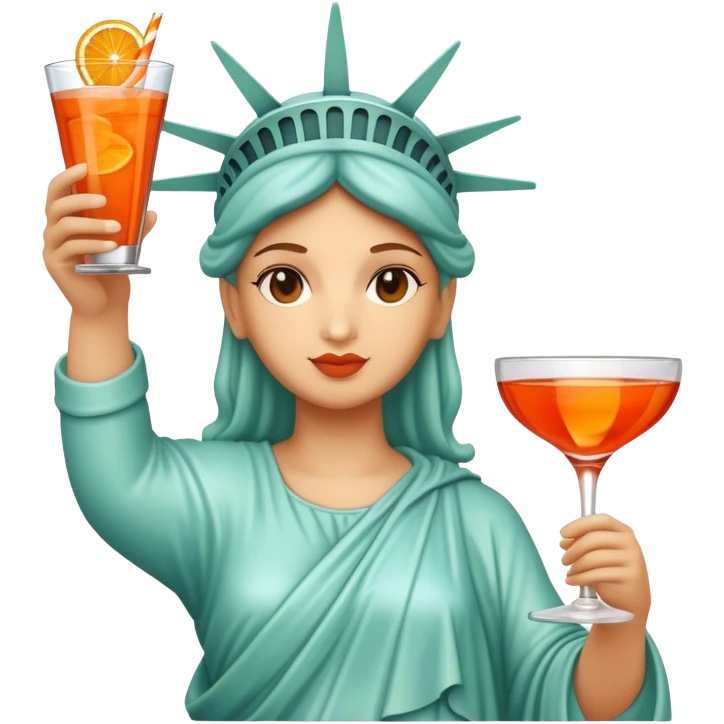 HOLDING COCKTAIL APEROL, statue of liberty emoji