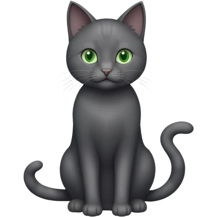 full body solid dark grey cat with green eyes, white paws and white whiskers emoji