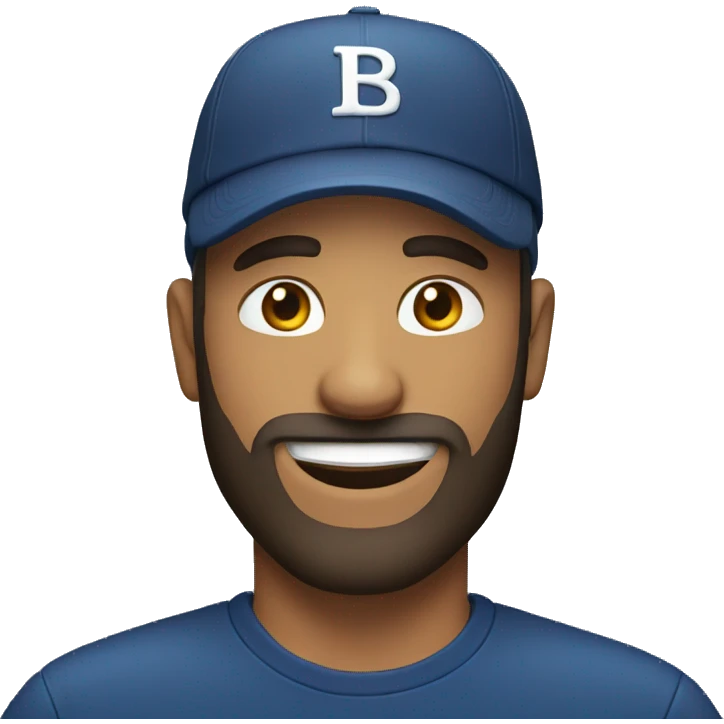 Men with cap smile with a beard emoji