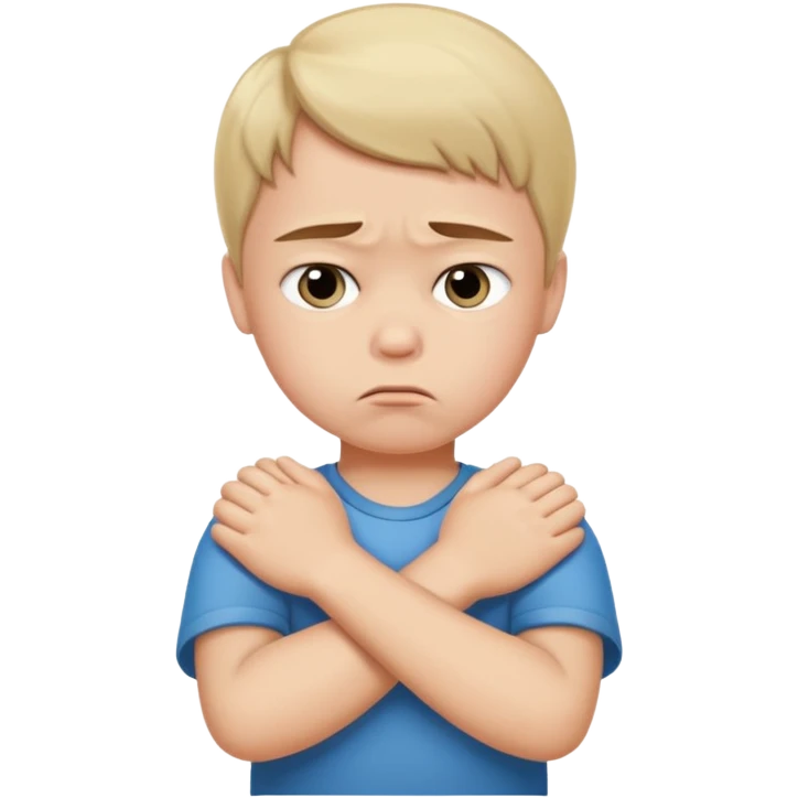 Child pouting with arms crossed emoji