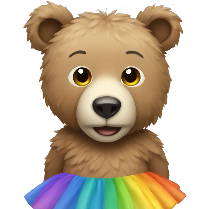 A bear wearing a rainbow tutu emoji