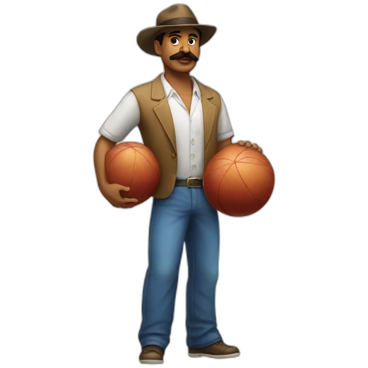 Cuban Man with mustache strenuously carrying heavy balls emoji