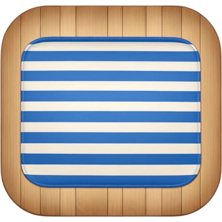 top view of an empty dining table with a white and blue striped mat over it. emoji