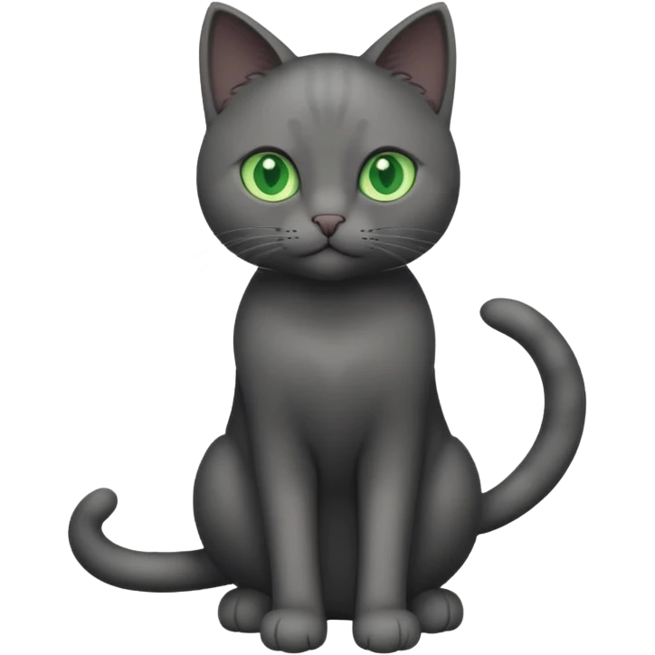 full body completely solid dark grey cat with green eyes and white paws emoji