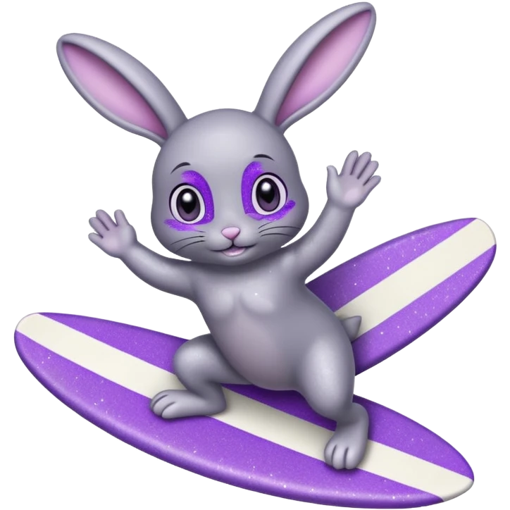glitter gray bunny purple cian surf emoji