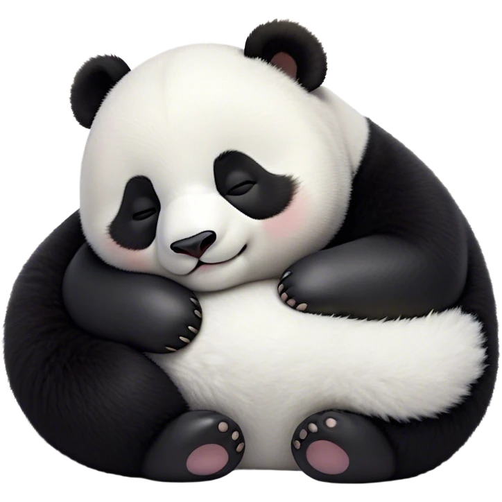 Meme-Worthy Cute Sleeping Baby Panda Portrait Emoji, Head resting peacefully with a contented smile, showcasing a tiny, irresistibly fluffy build and a luxuriously soft black and white Fur, eyes shut in a serene, restful nap, Simplified yet hilariously adorable features, highly detailed, glowing with a soft, drowsy light, high shine, relaxed and utterly lovable, stylized with an air of playful laziness, bright and heartwarming, soft glowing outline, capturing the essence of a comically sleepy baby panda, so meme-worthy it feels like it could instantly become the next viral sensation of adorable slumber! emoji